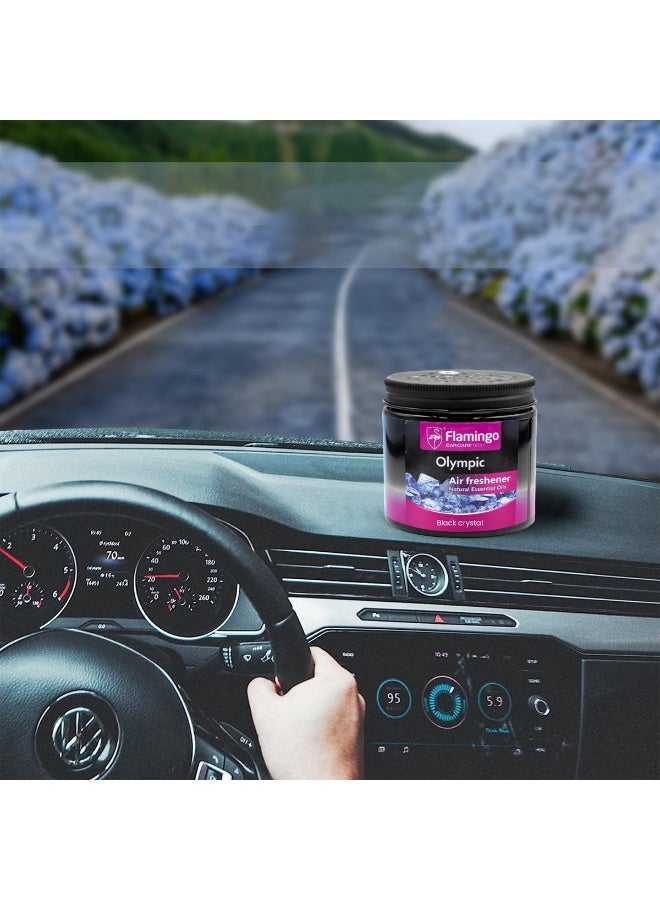 مجموعة من 3 قطع من معطر جو جل فلامنجو أولمبيك، كريستال أسود مع زيوت عطرية طبيعية، يدوم طويلاً للتحكم في الروائح، مناسب للسيارة والمنزل والمكتب ولوحة القيادة وحامل الأكواب، غير سام ومقاوم للانسكاب، KC-613 - Image 5